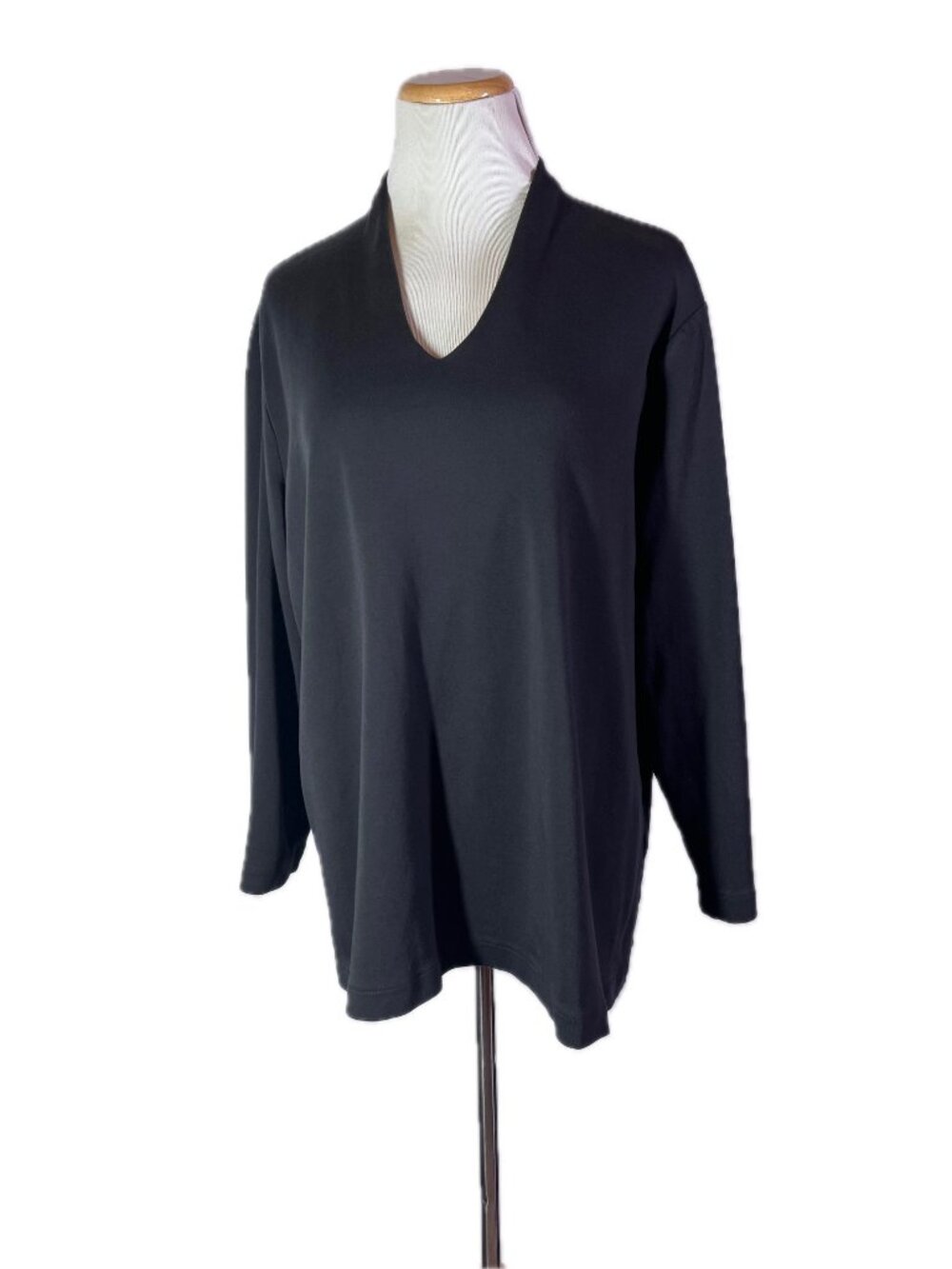 Chico's Size 3 (US XL) Black V-Neck Knit Top Pima Cotton *Flaw